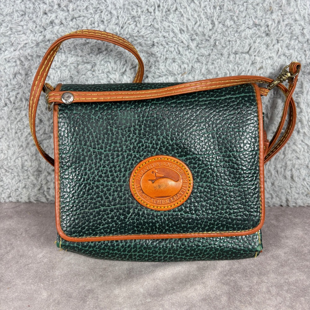 Dooney & Bourke Crossbody Bag Womens Small Green All Weather Leather Duck Logo